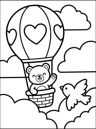Ursinho Fofo Viajando de Balão para colorir Desenho de Ursinho Fofo Viajando de Balão para colorir e imprimir grátis