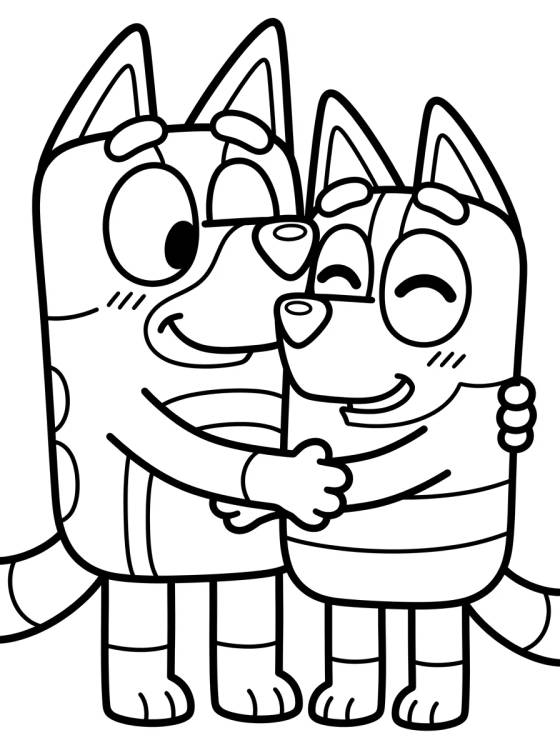 Abraço de Bandit e Chilli para colorir Desenho de Abraço de Bandit e Chilli para colorir e imprimir grátis