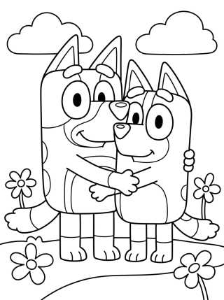 Bandit e Chilli Abraçados no Parque para colorir Desenho de Bandit e Chilli Abraçados no Parque para colorir e imprimir grátis