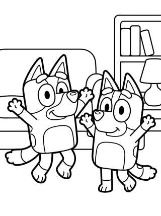 Bandit e Chilli Dançando para colorir Desenho de Bandit e Chilli Dançando para colorir e imprimir grátis