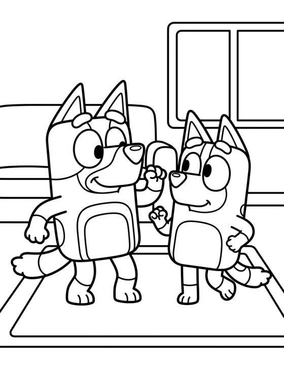Bandit e Chilli Dançando para colorir Desenho de Bandit e Chilli Dançando para colorir e imprimir grátis
