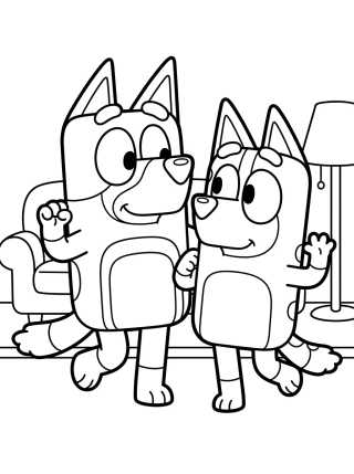 Bandit e Chilli Dançando para colorir Desenho de Bandit e Chilli Dançando para colorir e imprimir grátis
