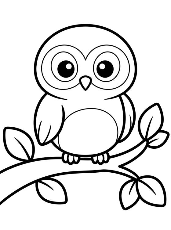 Corujinha Bebê no Galho para colorir Desenho de Corujinha Bebê no Galho para colorir e imprimir grátis