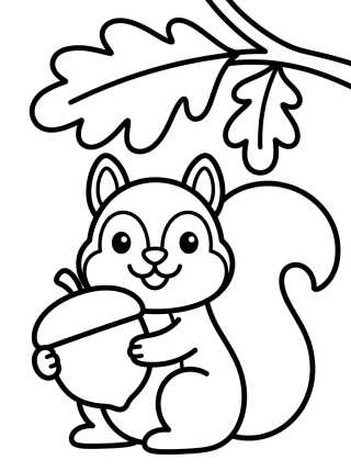 Esquilo Sorridente com Nozes para colorir Desenho de Esquilo Sorridente com Nozes para colorir e imprimir grátis