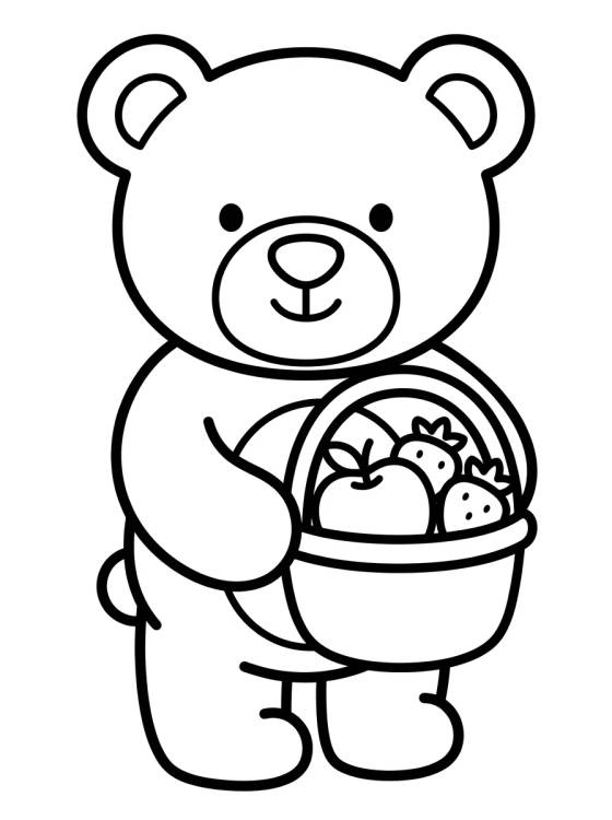 Ursinho com Cestinha de Frutas para colorir Desenho de Ursinho com Cestinha de Frutas para colorir e imprimir grátis