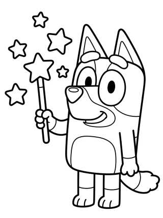 Bingo Brincando com Varinha Mágica para colorir Desenho de Bingo Brincando com Varinha Mágica para colorir e imprimir grátis