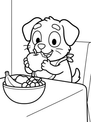 Bingo Comendo Lanche para colorir Desenho de Bingo Comendo Lanche para colorir e imprimir grátis