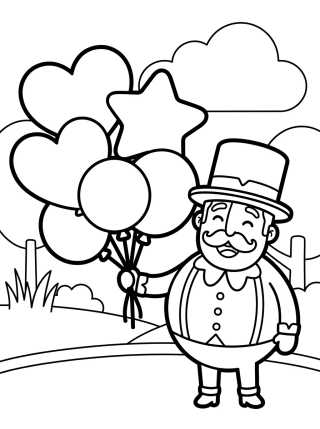 Bita com Balões de Festa para colorir Desenho de Bita com Balões de Festa para colorir e imprimir grátis