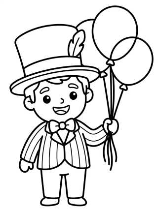 Bita com Cartola e Balões para colorir Desenho de Bita com Cartola e Balões para colorir e imprimir grátis