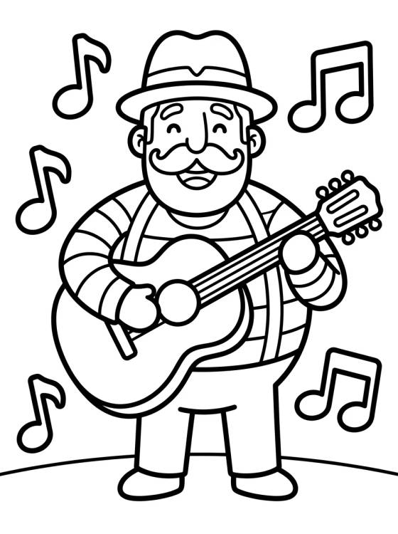 Bita Tocando Violão para colorir Desenho de Bita Tocando Violão para colorir e imprimir grátis