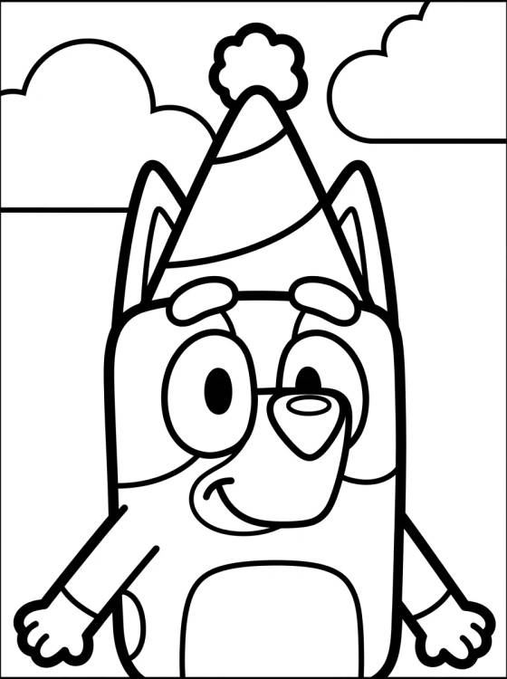 Bluey com Chapéu Divertido para colorir Desenho de Bluey com Chapéu Divertido para colorir e imprimir grátis