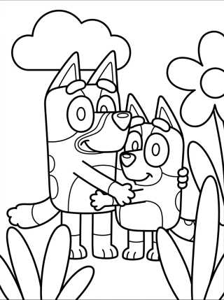 Bluey e Bingo Brincando para colorir Desenho de Bluey e Bingo Brincando para colorir e imprimir grátis