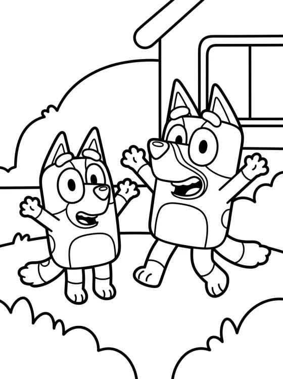 Bluey e Bingo Brincando juntas para colorir Desenho de Bluey e Bingo Brincando juntas para colorir e imprimir grátis
