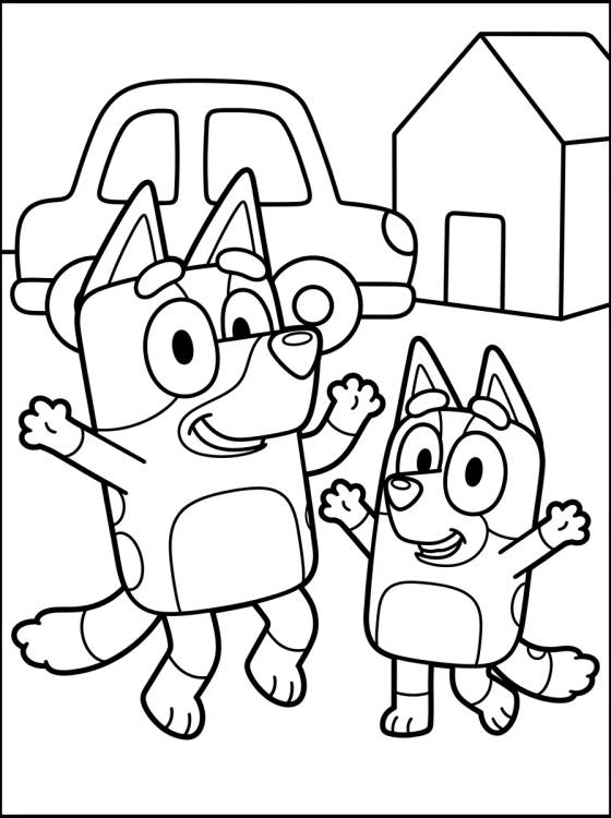 Bluey e Bingo Brincando Juntas para colorir Desenho de Bluey e Bingo Brincando Juntas para colorir e imprimir grátis