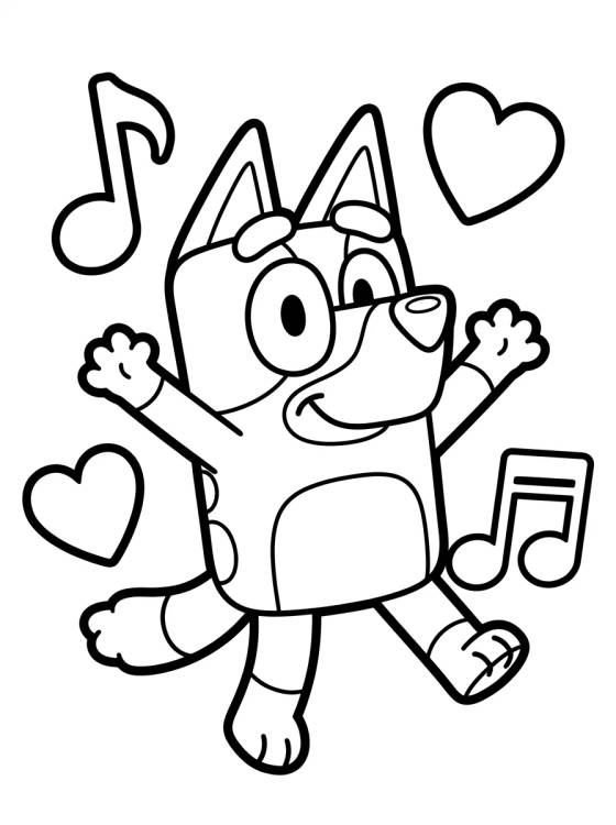Bluey Feliz Dançando para colorir Desenho de Bluey Feliz Dançando para colorir e imprimir grátis