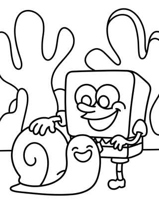 Bob Esponja com o Caracol Gary para colorir Desenho de Bob Esponja com o Caracol Gary para colorir e imprimir grátis