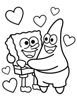 Bob Esponja e Patrick Abraçados para colorir Desenho de Bob Esponja e Patrick Abraçados para colorir e imprimir grátis