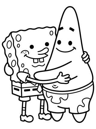 Bob Esponja e Patrick Estrela Abraçados para colorir Desenho de Bob Esponja e Patrick Estrela Abraçados para colorir e imprimir grátis
