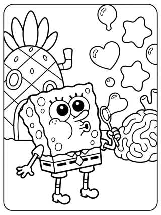 Bob Esponja Fazendo Bolhas para colorir Desenho de Bob Esponja Fazendo Bolhas para colorir e imprimir grátis