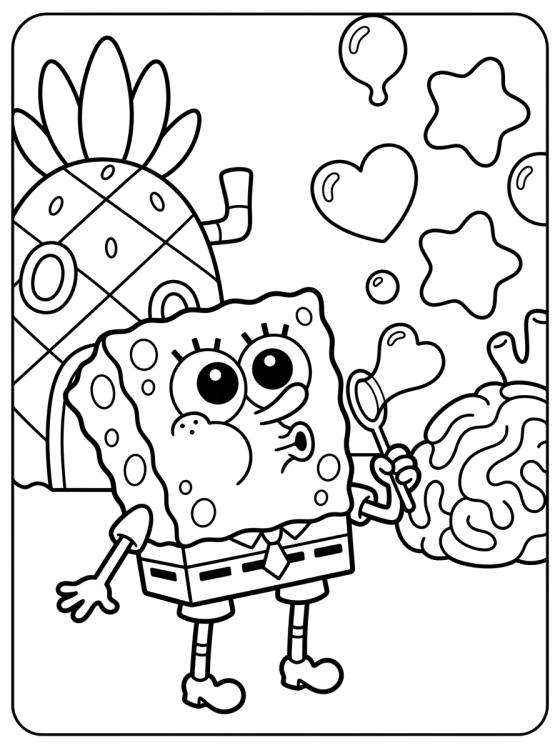 Bob Esponja Fazendo Bolhas para colorir Desenho de Bob Esponja Fazendo Bolhas para colorir e imprimir grátis
