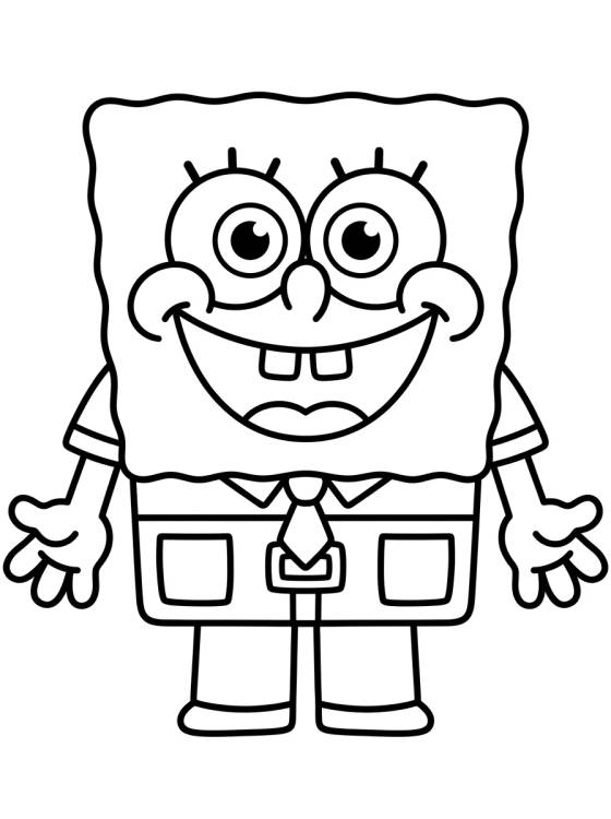 Bob Esponja Sorridente e Kawaii para colorir Desenho de Bob Esponja Sorridente e Kawaii para colorir e imprimir grátis