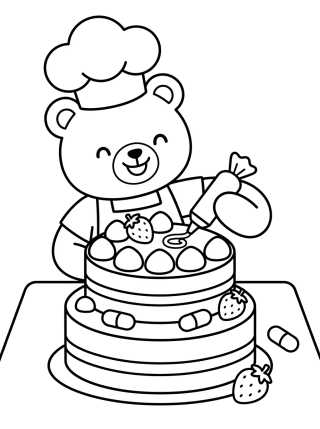 Bobbie Confeitando um Bolo para colorir Desenho de Bobbie Confeitando um Bolo para colorir e imprimir grátis