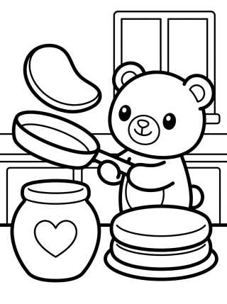 Bobbie Fazendo Panquecas para colorir Desenho de Bobbie Fazendo Panquecas para colorir e imprimir grátis