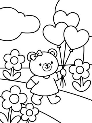 Bobbie Passeando no Parque com Balões para colorir Desenho de Bobbie Passeando no Parque com Balões para colorir e imprimir grátis
