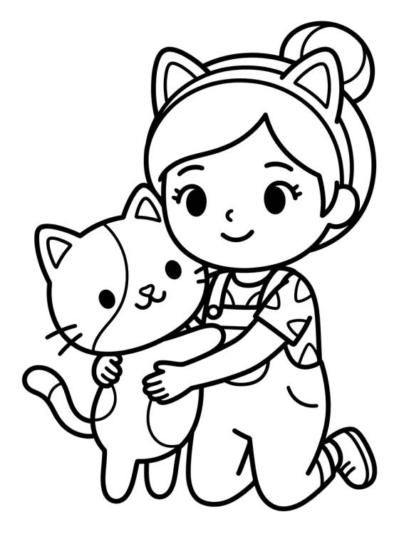 Bolo Gato Abraçando a Gabby para colorir Desenho de Bolo Gato Abraçando a Gabby para colorir e imprimir grátis