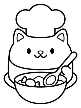Bolo Gato Chefe de Cozinha para colorir Desenho de Bolo Gato Chefe de Cozinha para colorir e imprimir grátis