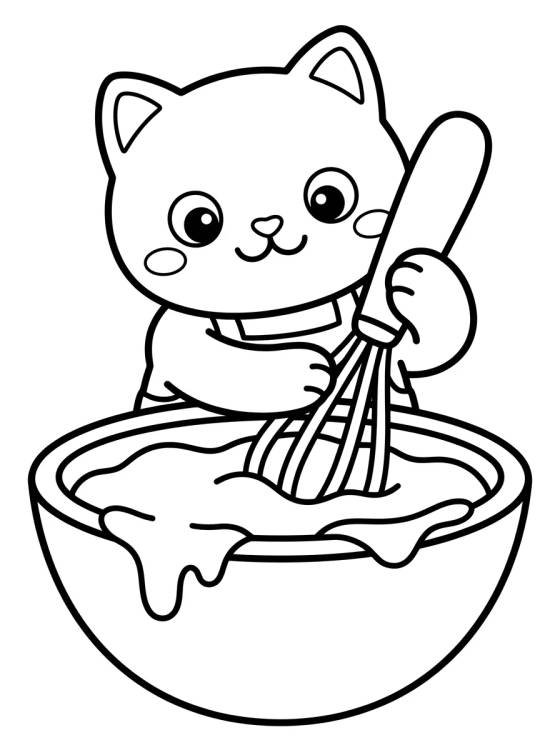 Bolo Gato com Batedeira Mágica para colorir Desenho de Bolo Gato com Batedeira Mágica para colorir e imprimir grátis