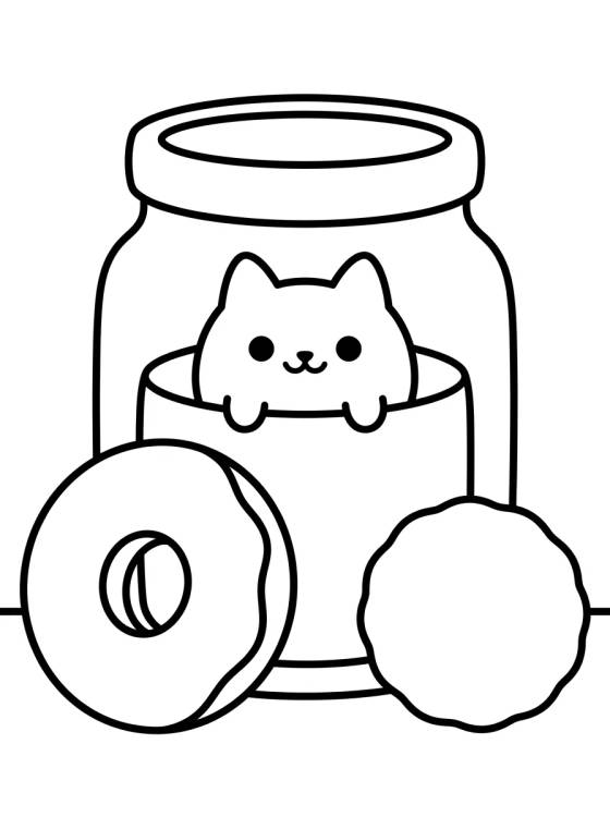 Bolo Gato Dentro do Pote de Doces para colorir Desenho de Bolo Gato Dentro do Pote de Doces para colorir e imprimir grátis