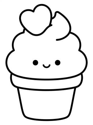Cupcake de Sorvete Fofinho para colorir Desenho de Cupcake de Sorvete Fofinho para colorir e imprimir grátis