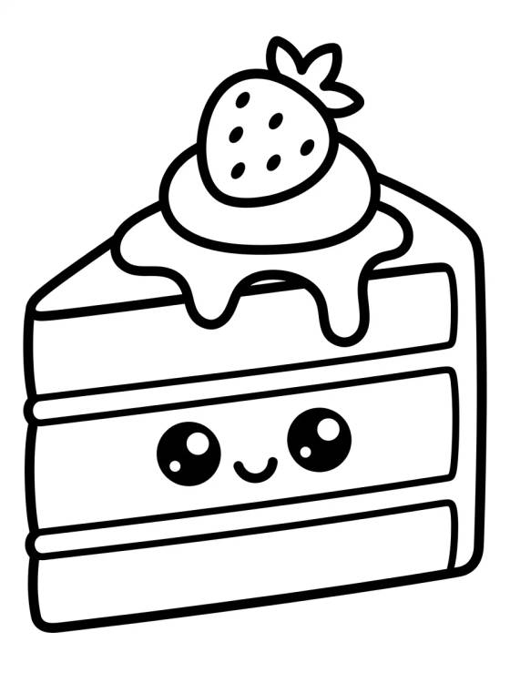 Fatia de Bolo de Morango para colorir Desenho de Fatia de Bolo de Morango para colorir e imprimir grátis