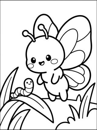 Borboleta Bebê Curiosa para colorir Desenho de Borboleta Bebê Curiosa para colorir e imprimir grátis
