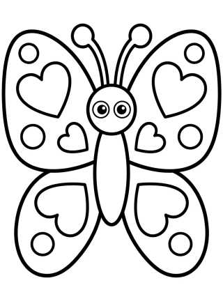 Borboleta com Asas Decoradas de Corações para colorir Desenho de Borboleta com Asas Decoradas de Corações para colorir e imprimir grátis