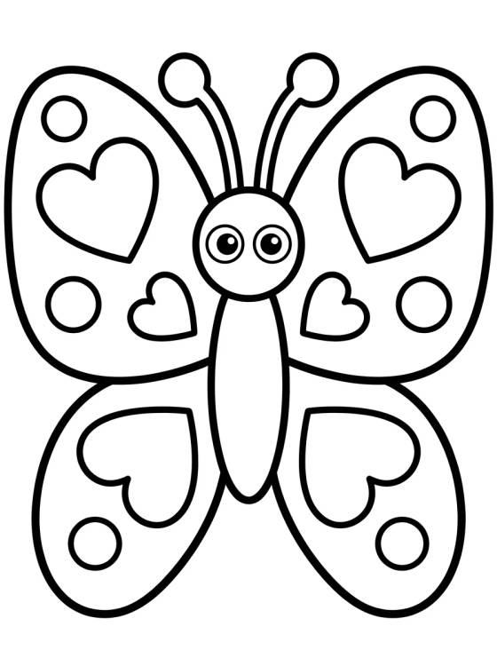 Borboleta com Asas Decoradas de Corações para colorir Desenho de Borboleta com Asas Decoradas de Corações para colorir e imprimir grátis