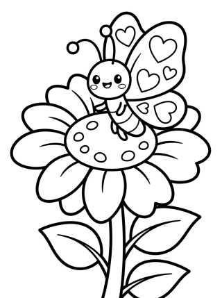 Borboleta Feliz na Flor Mágica para colorir Desenho de Borboleta Feliz na Flor Mágica para colorir e imprimir grátis