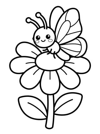 Coleção de desenhos para colorir: Borboletas Fofas no Jardim