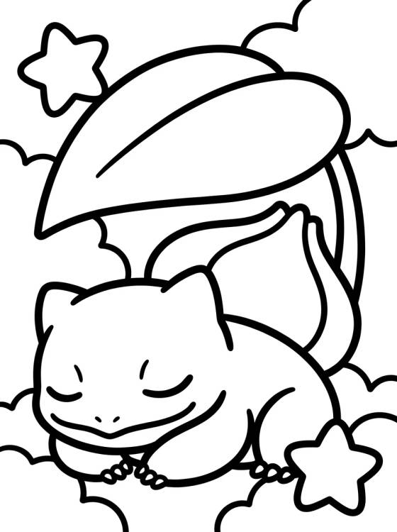 Bulbasauro Bebê Dormindo para colorir Desenho de Bulbasauro Bebê Dormindo para colorir e imprimir grátis