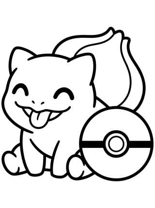 Bulbasauro e a Pokébola para colorir Desenho de Bulbasauro e a Pokébola para colorir e imprimir grátis