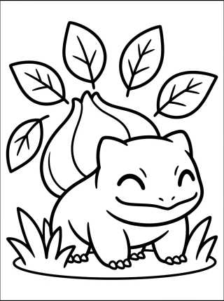 Bulbasauro Soltando Folhas para colorir Desenho de Bulbasauro Soltando Folhas para colorir e imprimir grátis