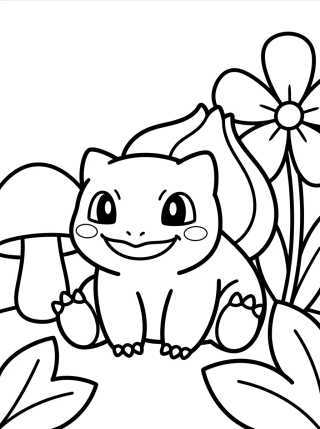 Bulbasauro Sorridente no Jardim para colorir Desenho de Bulbasauro Sorridente no Jardim para colorir e imprimir grátis