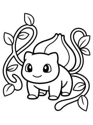 Bulbasauro Usando Chicote de Vinha para colorir Desenho de Bulbasauro Usando Chicote de Vinha para colorir e imprimir grátis