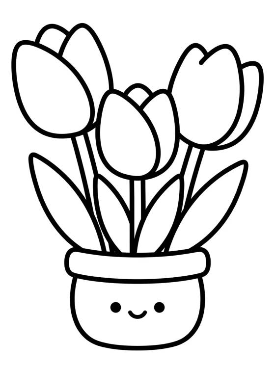 Buquê de Tulipas no Vaso para colorir Desenho de Buquê de Tulipas no Vaso para colorir e imprimir grátis