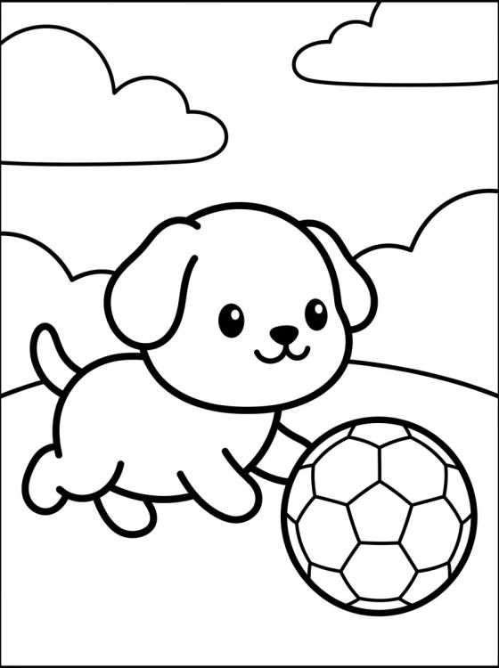 Cachorrinho Brincando com Bola para colorir Desenho de Cachorrinho Brincando com Bola para colorir e imprimir grátis