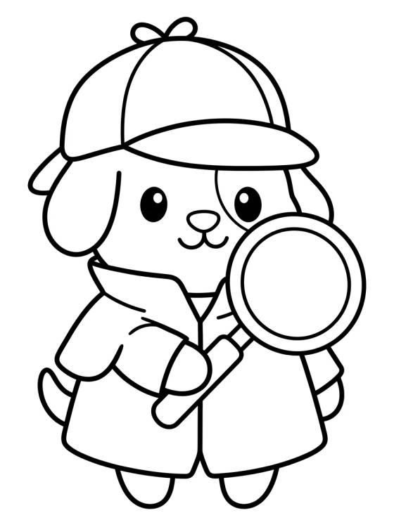 Cachorro Detetive Fofinho para colorir Desenho de Cachorro Detetive Fofinho para colorir e imprimir grátis