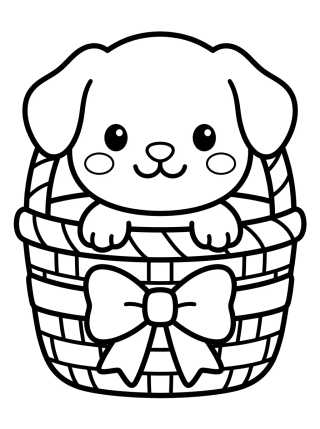 Filhote de Cachorro no Cesto para colorir Desenho de Filhote de Cachorro no Cesto para colorir e imprimir grátis