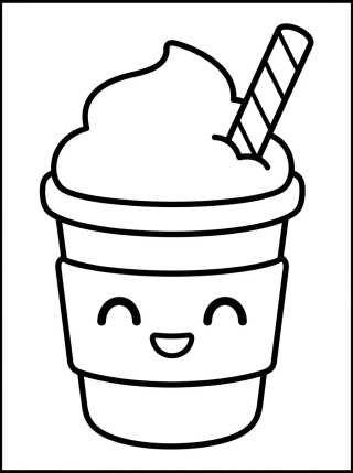 Copo de Café Fofo com Chantilly para colorir Desenho de Copo de Café Fofo com Chantilly para colorir e imprimir grátis