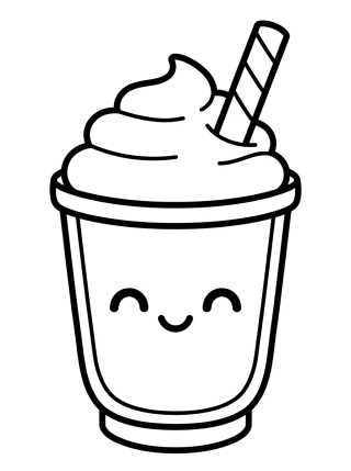 Frappuccino Kawaii com Chantilly para colorir Desenho de Frappuccino Kawaii com Chantilly para colorir e imprimir grátis